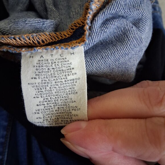 Hatch Women's Size 27 Indigo Medium Wash Over the Bump Slim Maternity Jean - Picture 6 of 13